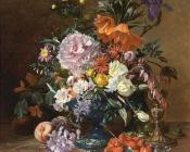 A still life with flowers and fruit - 大卫·埃米尔·约瑟夫·德·诺特